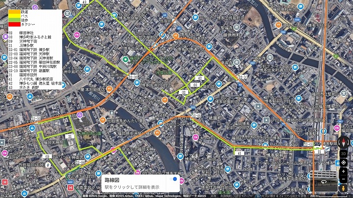 福岡市中心部の地図