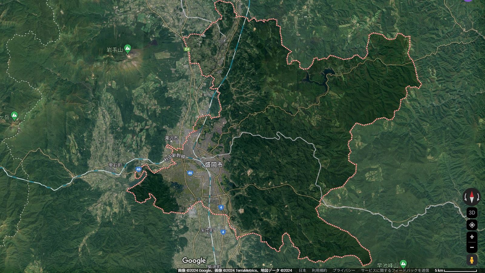 盛岡市の地図
