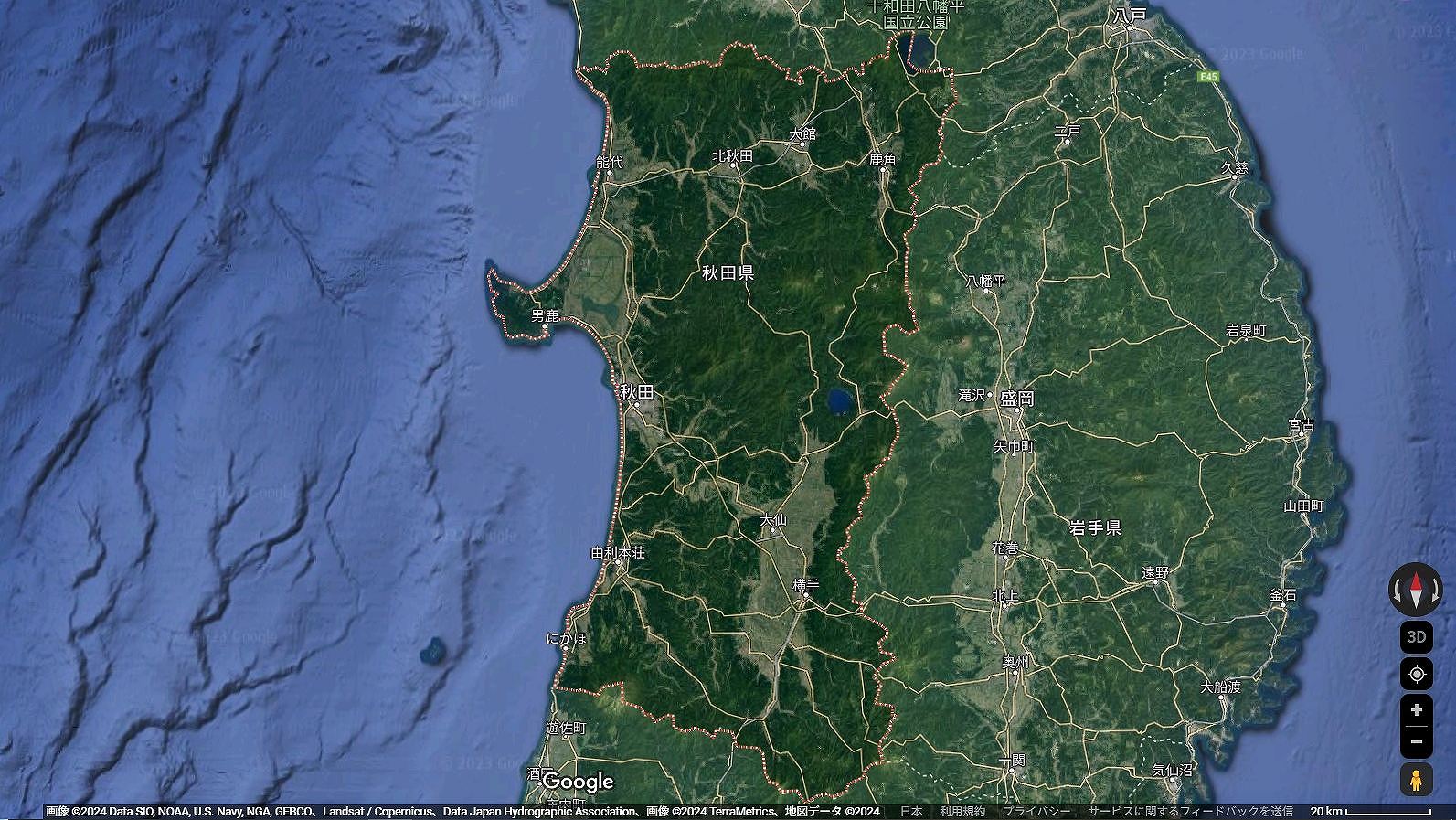 秋田県の地図