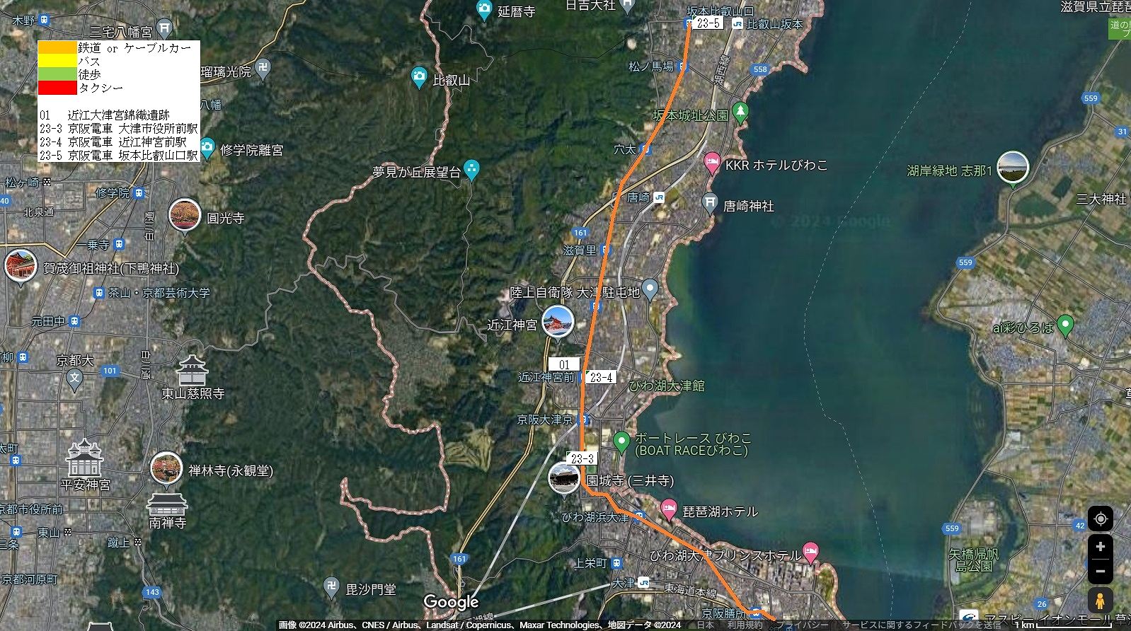 大津市中北部の地図