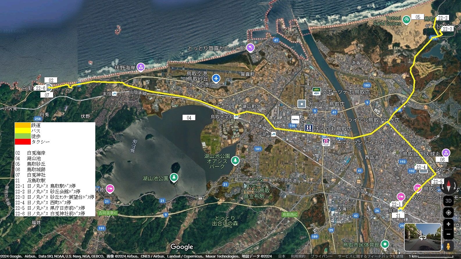 鳥取市中西部の地図