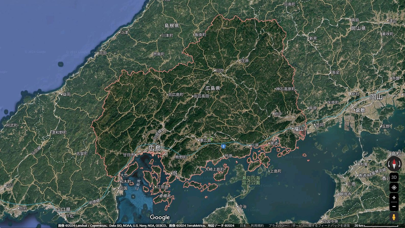 広島県の地図