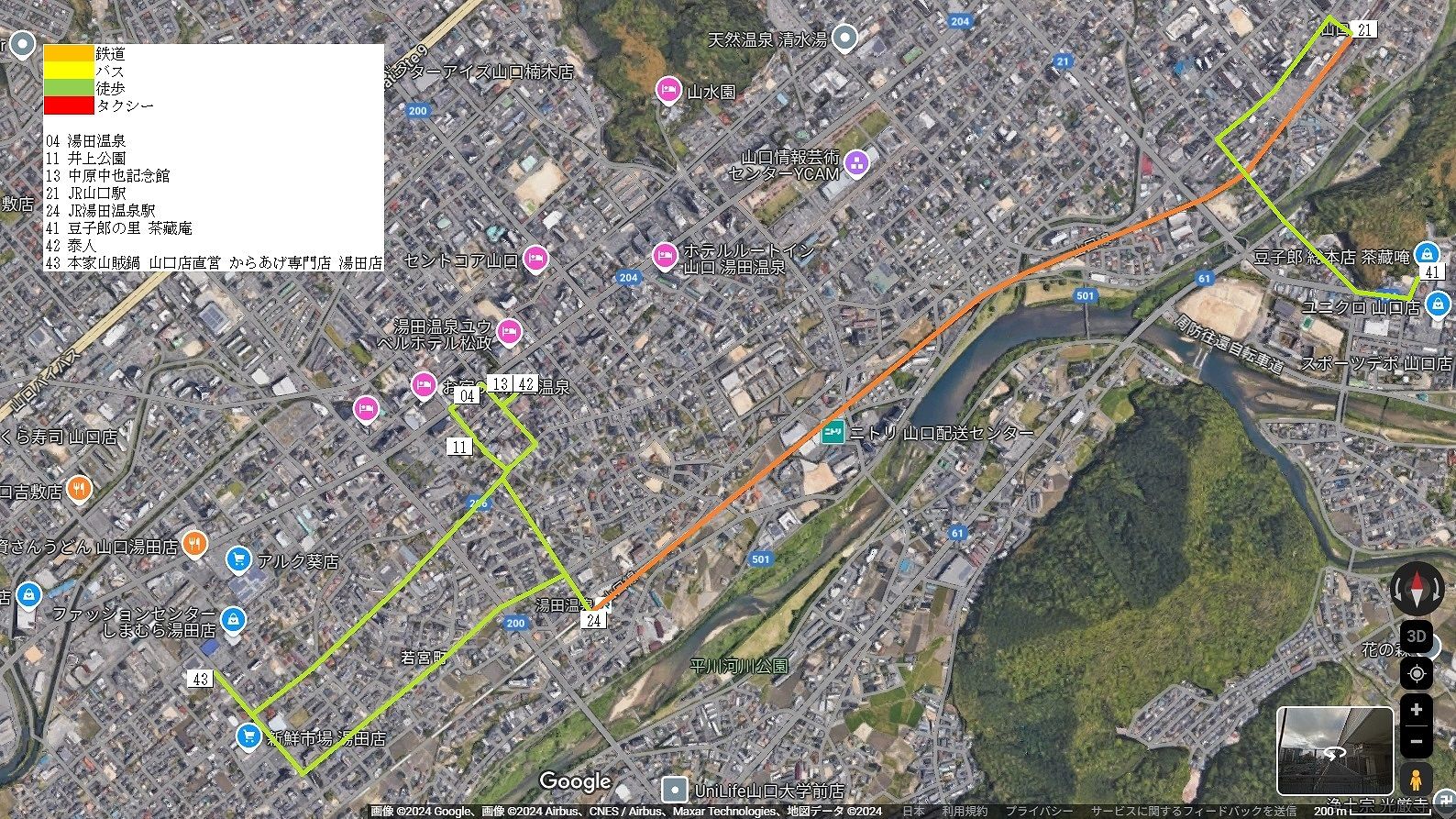 山口市中部の地図