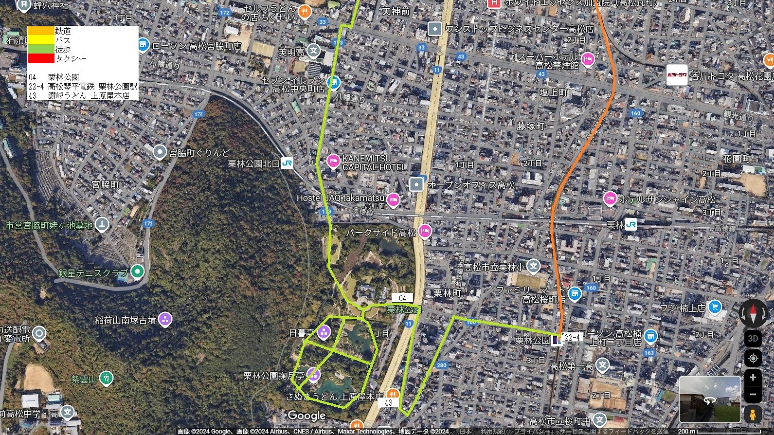 高松市南部の地図
