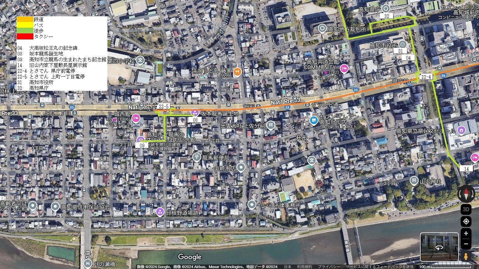 高知市西部の地図